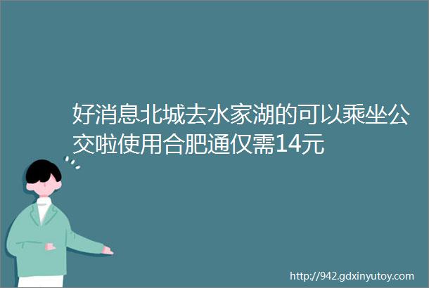 好消息北城去水家湖的可以乘坐公交啦使用合肥通仅需14元